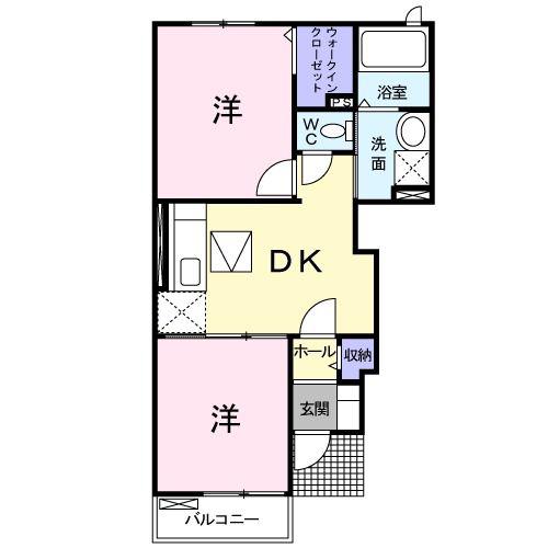 フローバルスイート・K(2DK/1階)の間取り写真