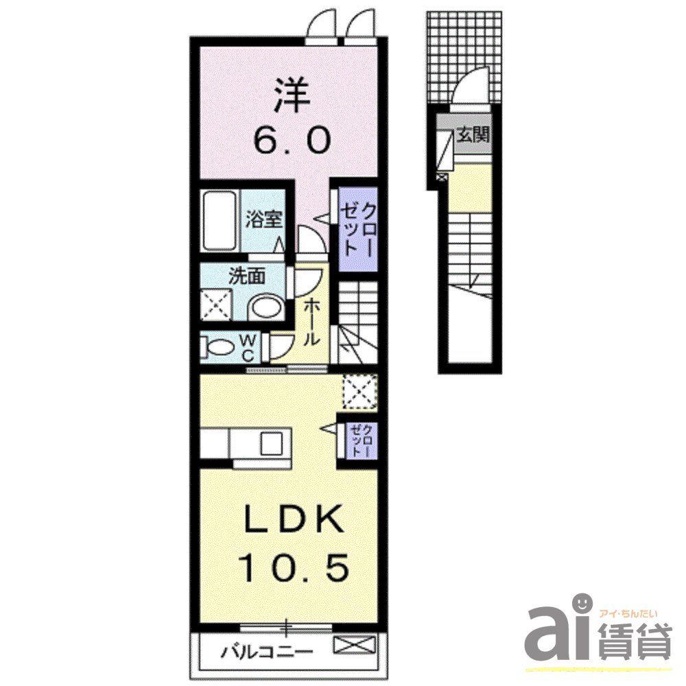 パーク ビサイド(1LDK/2階)の間取り写真