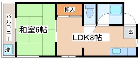 ペディコート神戸舞子坂(1LDK/2階)の間取り写真