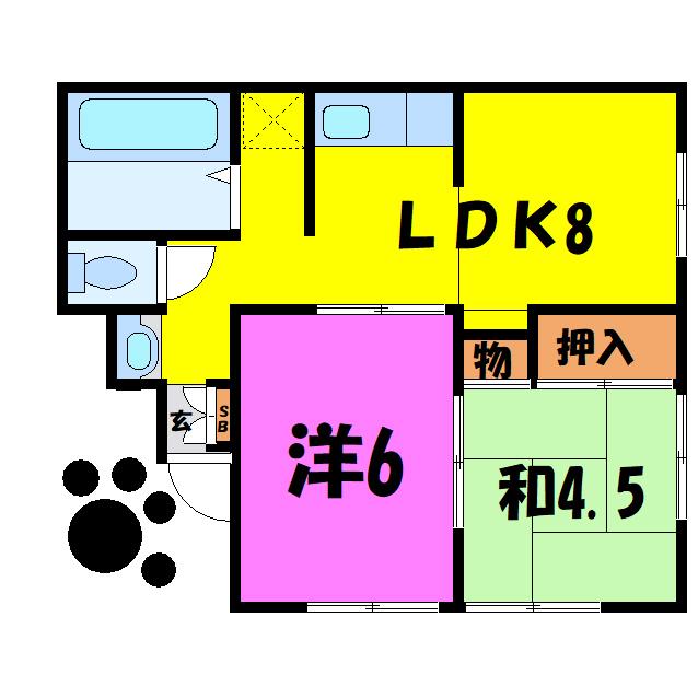 ミツワハイツ(2LDK/1階)の間取り写真