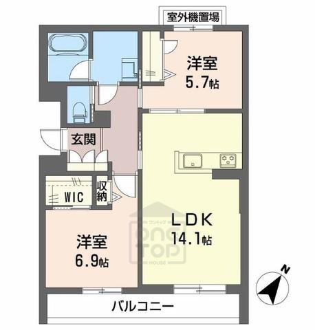 ヘミングウェイ(2LDK/2階)の間取り写真