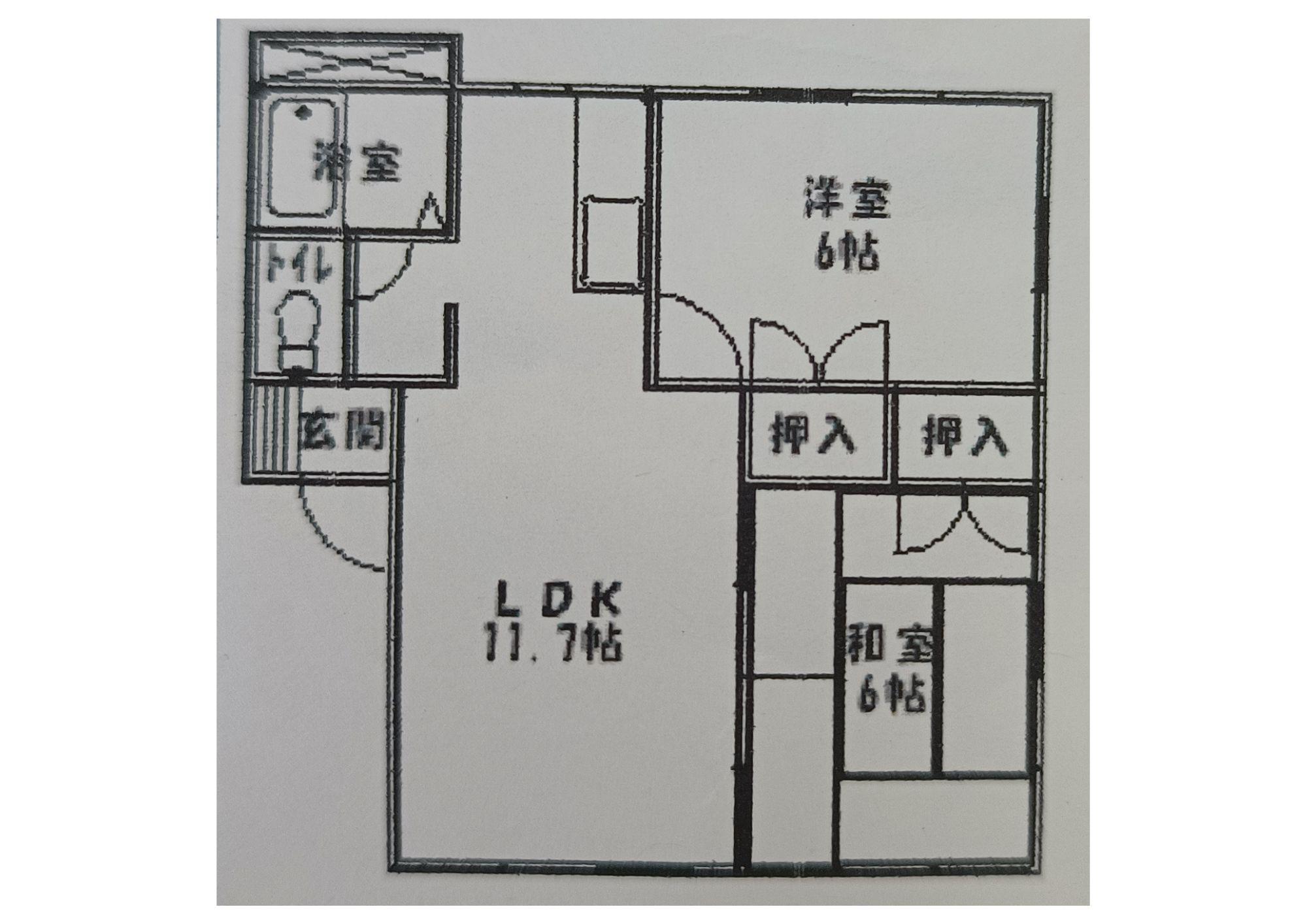 酒田市キャッスルアサヒE(2LDK/2階)の間取り写真