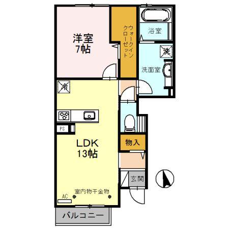 メゾン栄町 エネル(1LDK/1階)の間取り写真