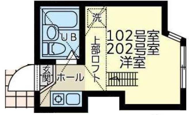 ユナイト小田栄ステルスアンポート(ワンルーム/2階)の間取り写真