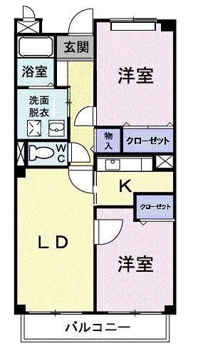 グランセレッソ弐番館(2LDK/4階)の間取り写真