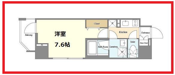 カッシア上野入谷(1K/6階)の間取り写真