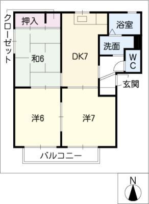 サニーハウスA棟(3DK/1階)の間取り写真
