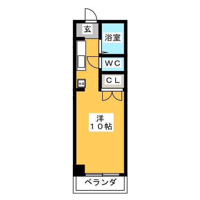 グリーンハイツK A棟(ワンルーム/1階)の間取り写真