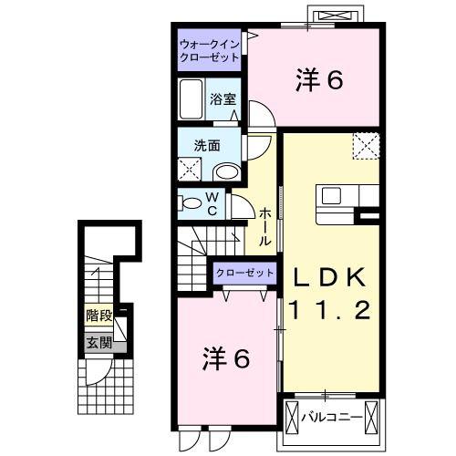 モアナガーデン(2LDK/2階)の間取り写真