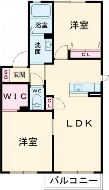 グランドパルク  A棟(2LDK/2階)の間取り写真