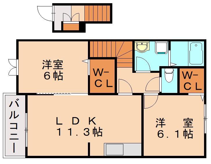 コンフォート八幡 II(2LDK/2階)の間取り写真