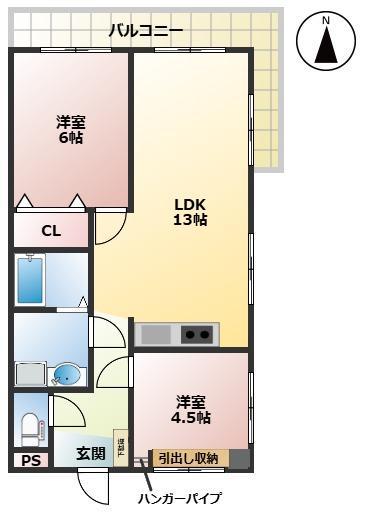 グッドライフ21(2LDK/7階)の間取り写真