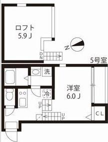 ハーモニーテラス大杉町III(1K/1階)の間取り写真
