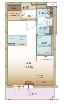 GARDEN COURT(ワンルーム/2階)の間取り写真