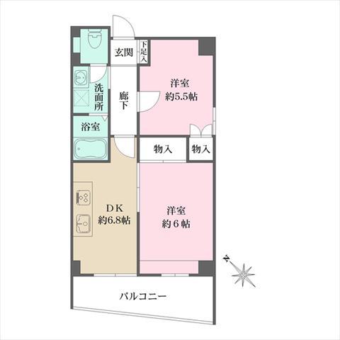 岩国ハイム(2DK/3階)の間取り写真
