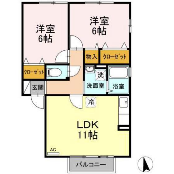 レオーノ(2LDK/2階)の間取り写真