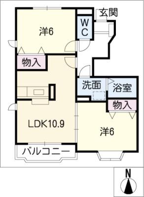 メルヴェイユ(2LDK/1階)の間取り写真