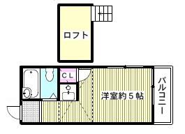 シフクノオト(ワンルーム/1階)の間取り写真