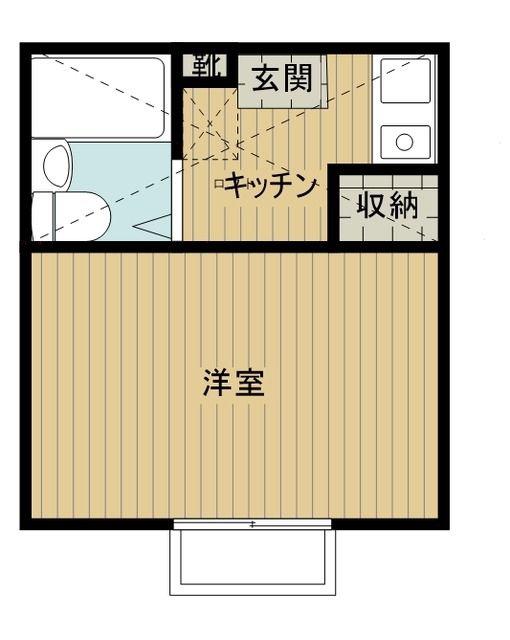ピークハイムA(1K/2階)の間取り写真