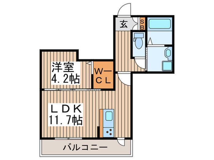 フォレナ瑞穂(1LDK/1階)の間取り写真