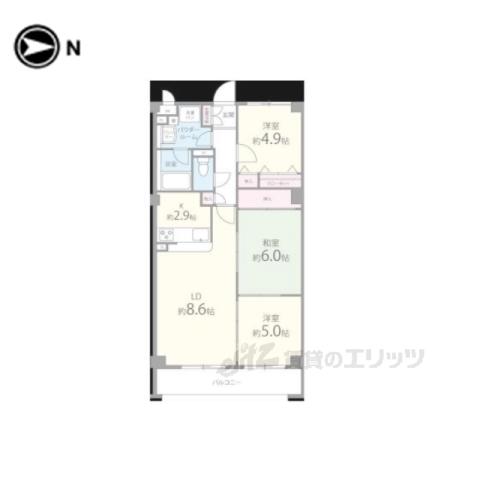 ヌカタコルンウエスト(2LDK/3階)の間取り写真