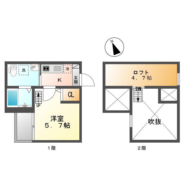 MAISON FAR 小本(1K/2階)の間取り写真