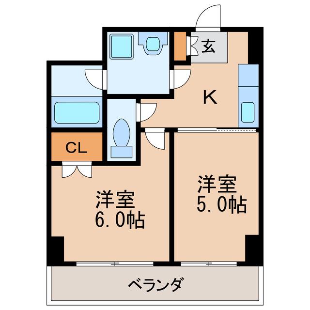 第2タジックビル(2K/3階)の間取り写真