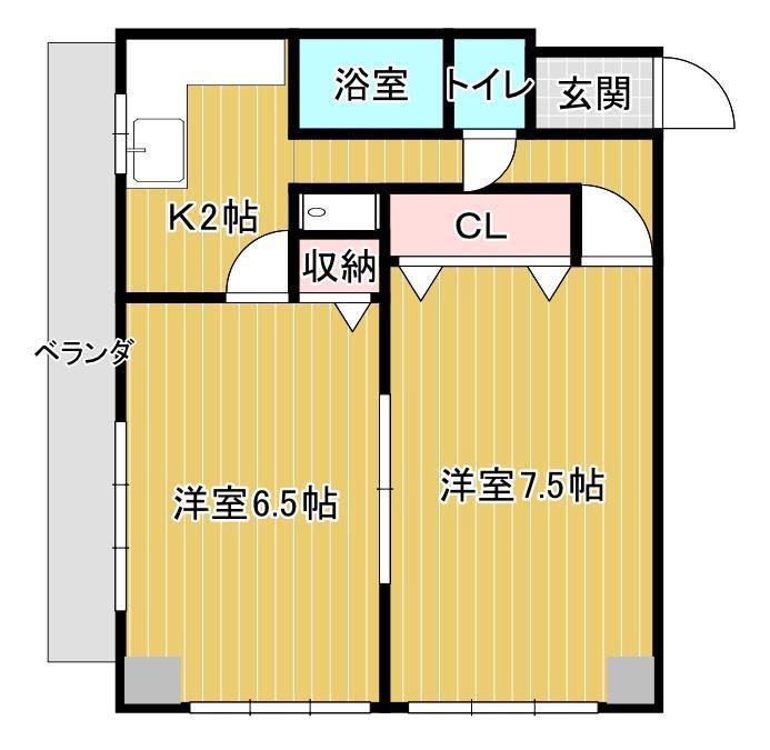 センチュリーロイヤル岡山(2K/2階)の間取り写真