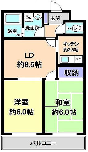 ラフォーレMK(2DK/3階)の間取り写真