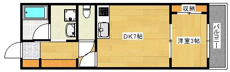 アレグリア広島駅東(1DK/1階)の間取り写真