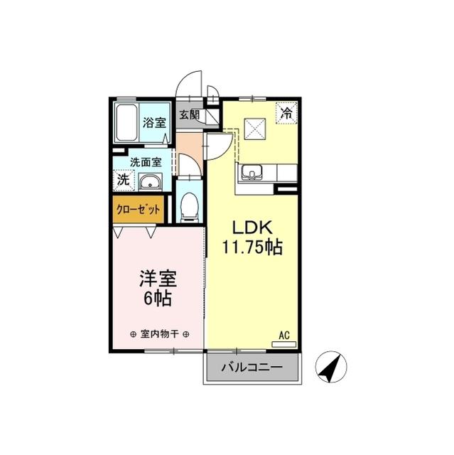 D-ROOM セレナ国母(1LDK/1階)の間取り写真