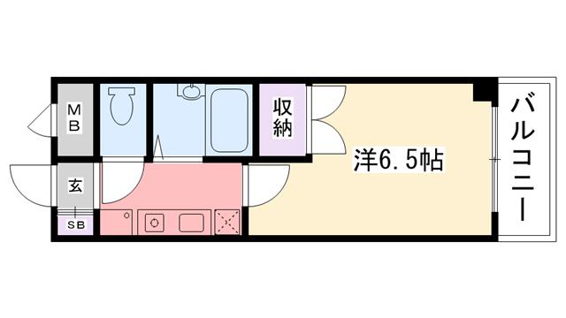 ティオ呉羽(1K/2階)の間取り写真
