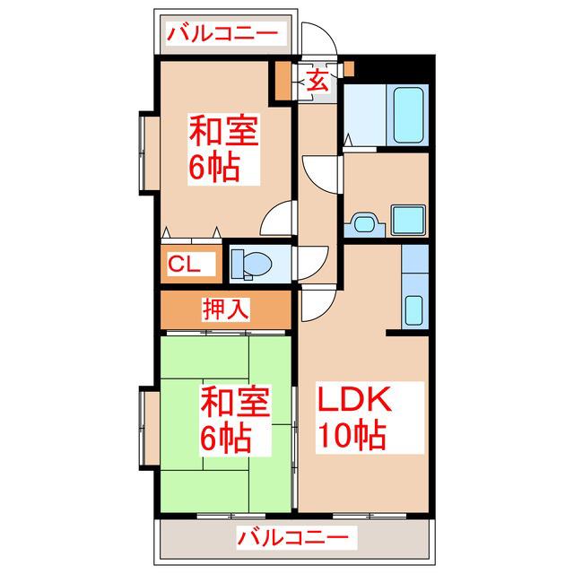 サンハイム春山(2LDK/1階)の間取り写真