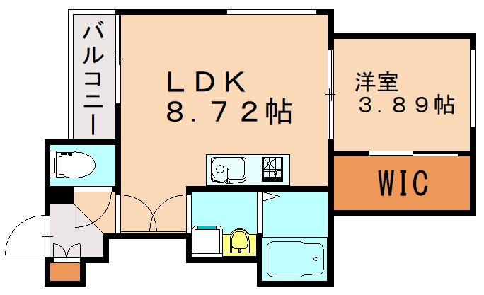 クレシア折尾(1LDK/2階)の間取り写真