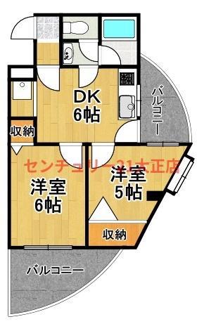 デイズハイツ港晴(2DK/8階)の間取り写真