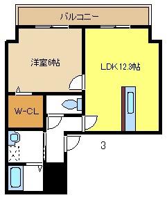 ソラーレ(1LDK/3階)の間取り写真