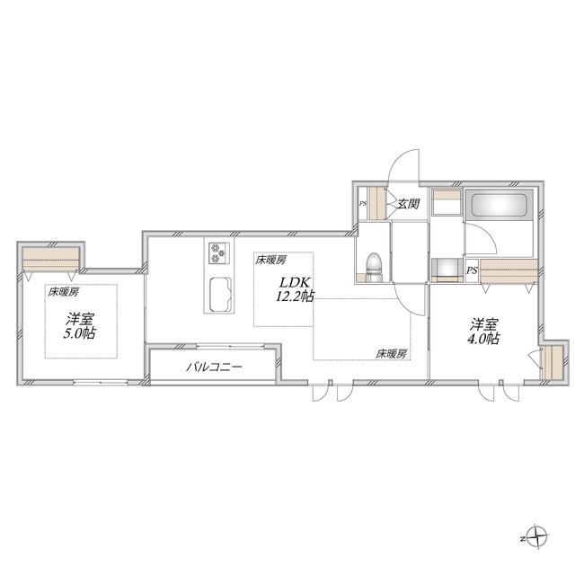 VILLA DEL SOL VI(2LDK/2階)の間取り写真
