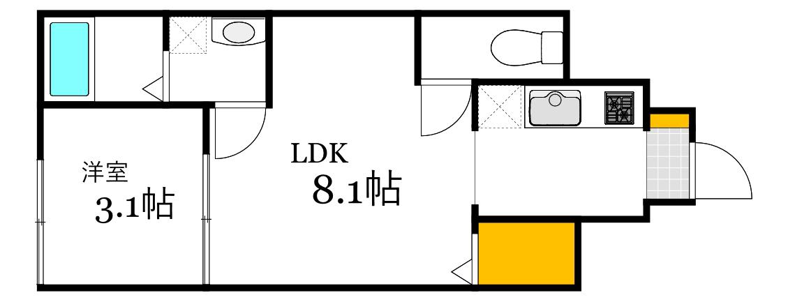 PABLO戸坂 A棟(1LDK/1階)の間取り写真
