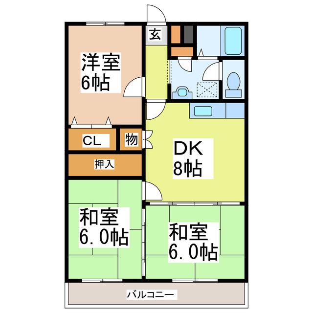 ひまわりマンション(3DK/1階)の間取り写真