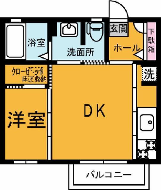 ラピスラズリA(1DK/1階)の間取り写真