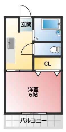 ベルハイム(1K/2階)の間取り写真