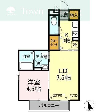 サンエールM・S(1LDK/2階)の間取り写真