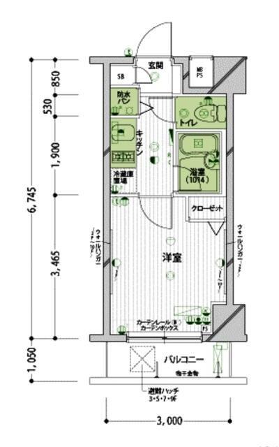 パークウェル早稲田弐番館(1K/2階)の間取り写真