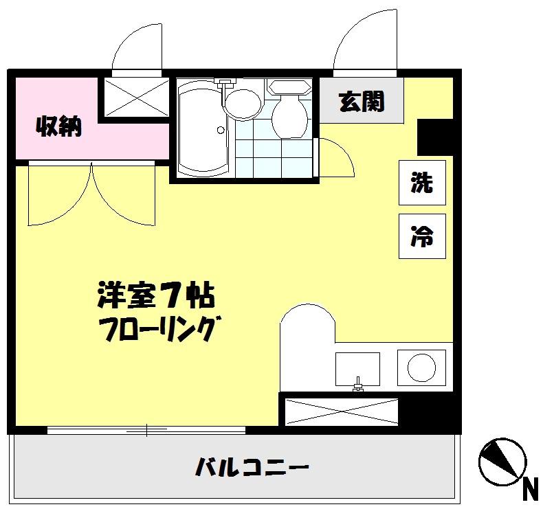 ヴェルリーナ(ワンルーム/2階)の間取り写真