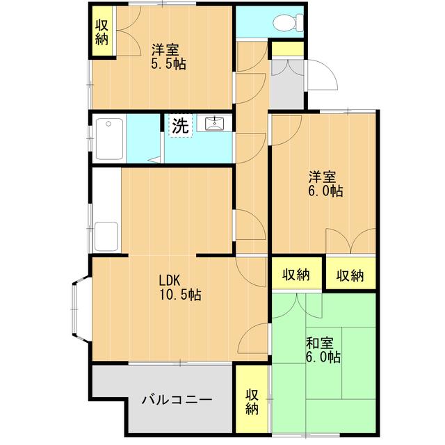タケダ コーポ(3LDK/2階)の間取り写真