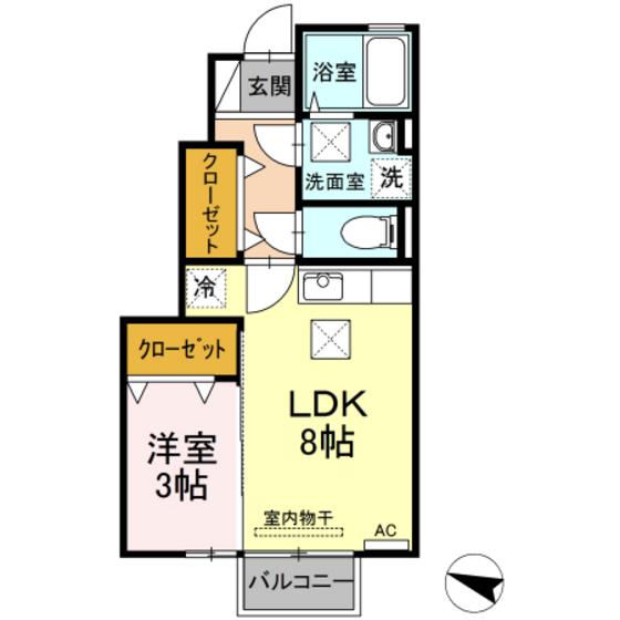 カーサ・ソレアダII(1LDK/1階)の間取り写真
