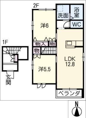 グリシーナ池下(2LDK/2階)の間取り写真