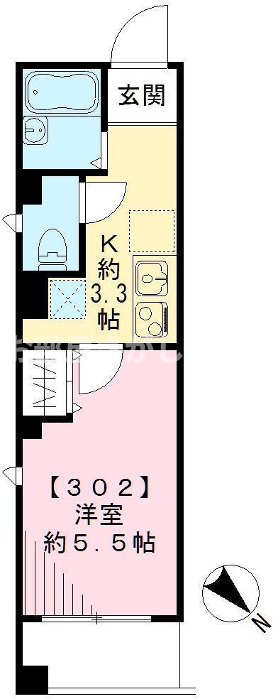 BELLE LUMIERE 薬師学生・社会人にオス(1K/3階)の間取り写真