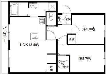 諏訪ハイツ(2LDK/4階)の間取り写真