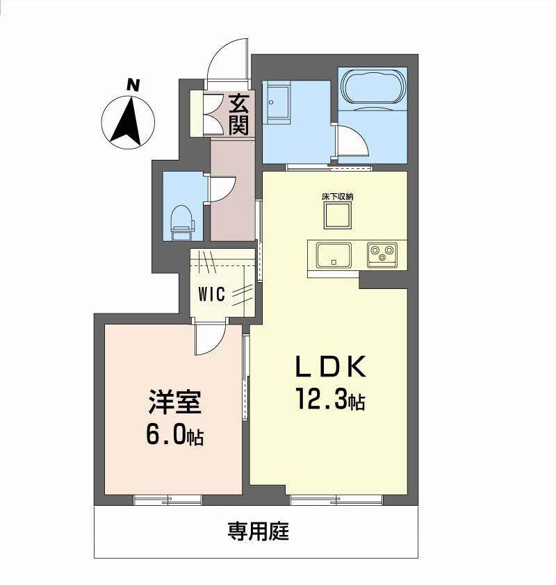 トレスセドロ新保(1LDK/1階)の間取り写真